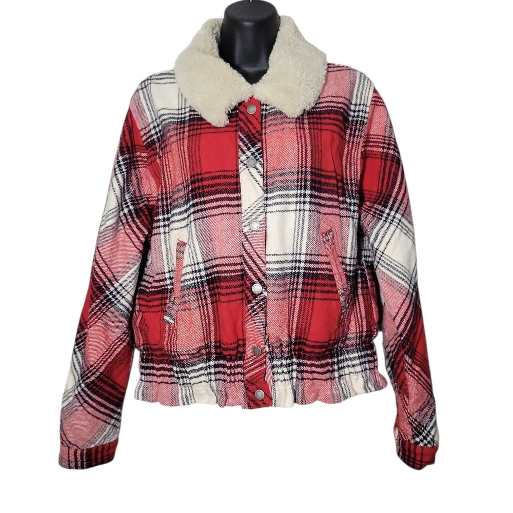Splendid womens Long Sleeve Plaid Bomber Jacket Size M